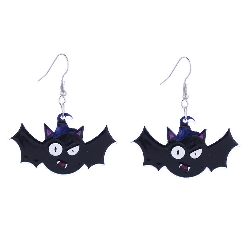 Wholesale Halloween Themed Earrings Funny Ghost Pumpkin Bat  Acrylic Earrings