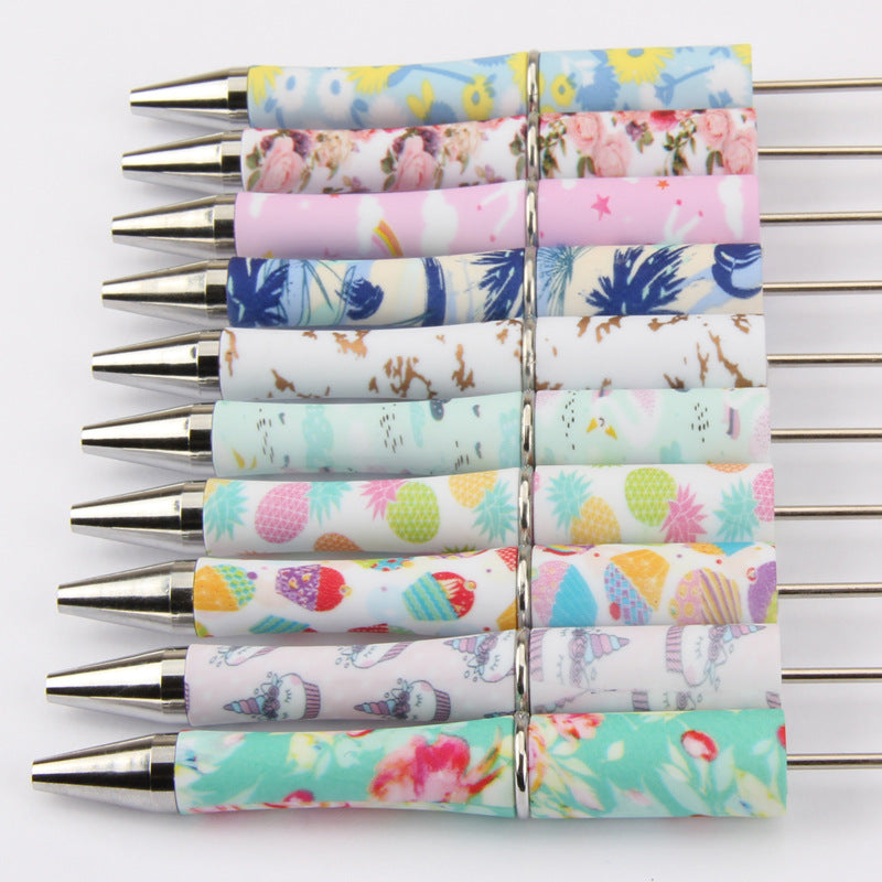 Wholesale Beadable Pens Leopard Print Floral Cow Independence Day Print DIY Beaded Pens ACC-PN-JinBN015