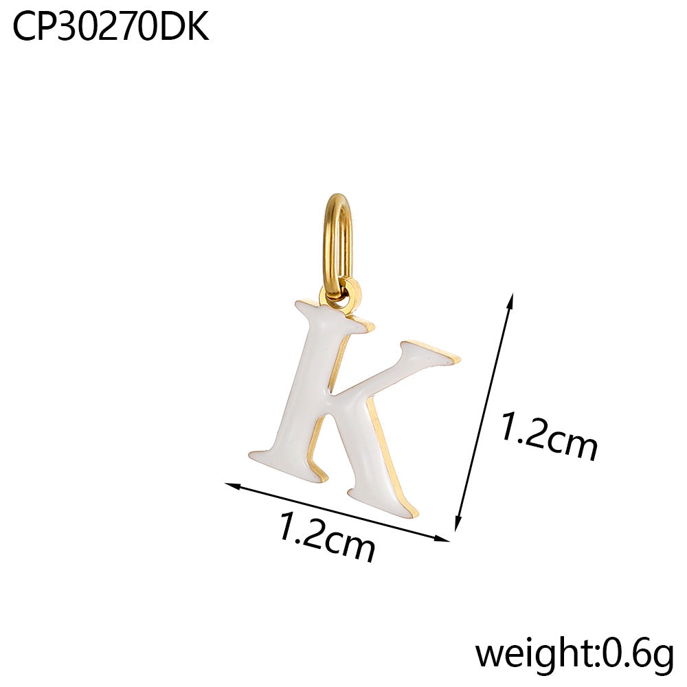 Wholesale Colorful 26 English letters oil-dripping stainless steel vacuum electroplating pendant