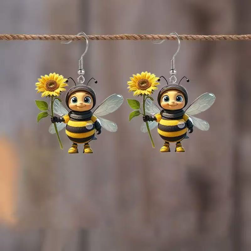 Wholesale Trendy Acrylic Insect Earrings Butterfly Bee Design Fashion Jewelry Accessory for Boutique Resale