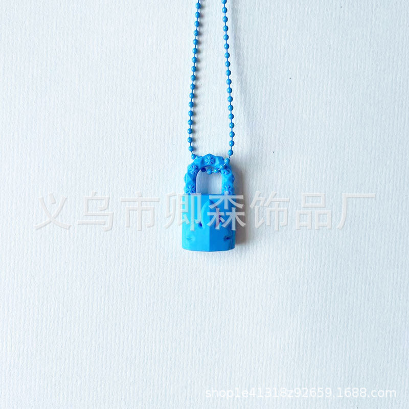 Wholesale Lock Clasp Resin Round Bead Long Necklace