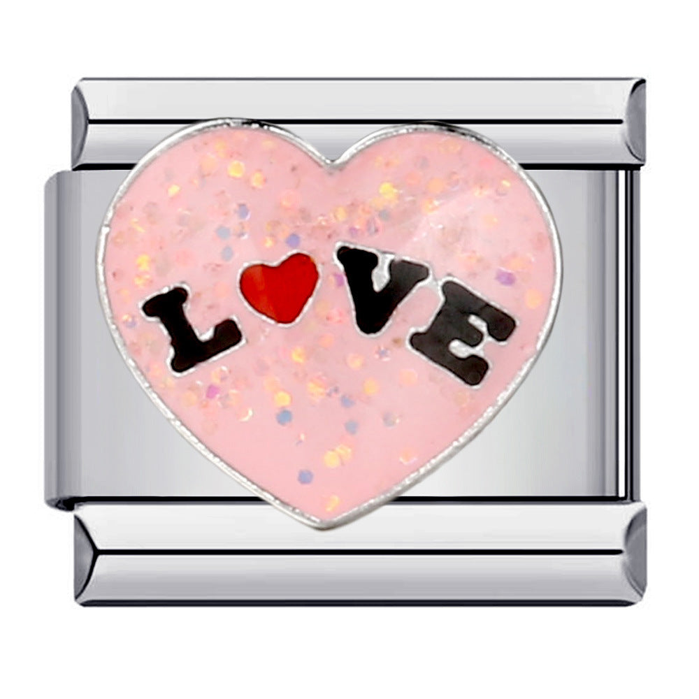 Wholesale Italian Charm Bracelet Welding Oil Dropping Cartoon DIYStainless Steel Composable Bracelet