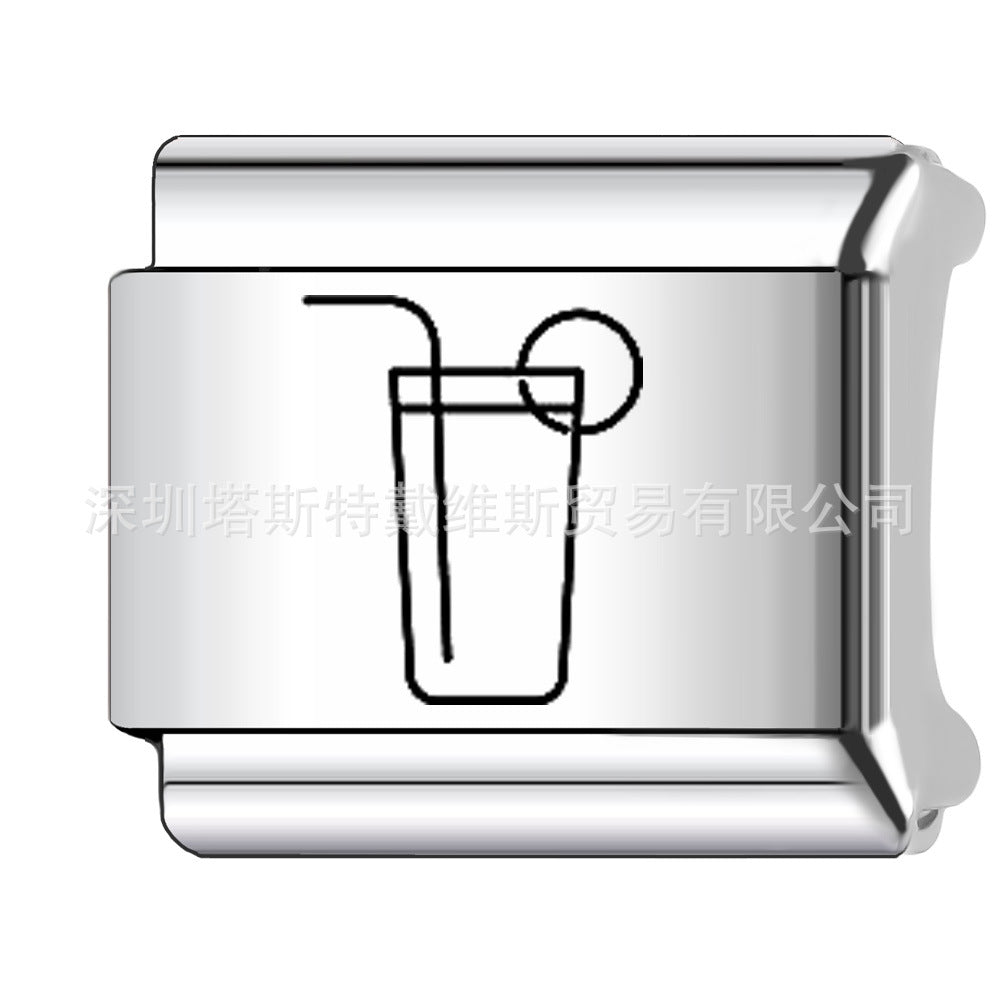 Wholesale 9mm Italian Charm Starter Bracelets DIY square Single Section Creative Stainless Steel Composable Bracelet