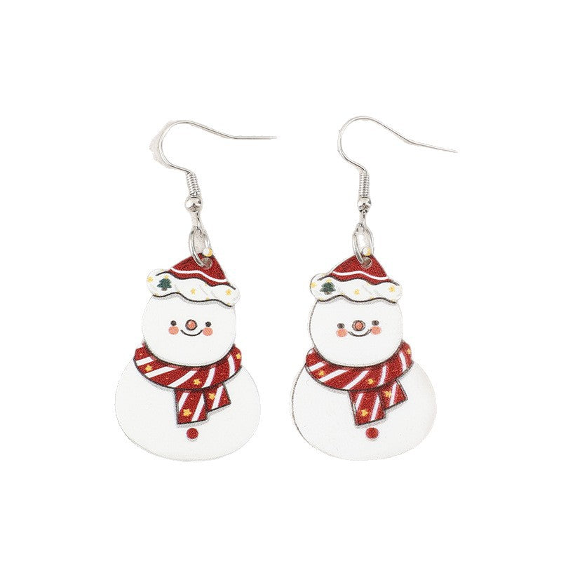Wholesale Cute Snowman Christmas Acrylic Earrings Party Jewelry Accessory