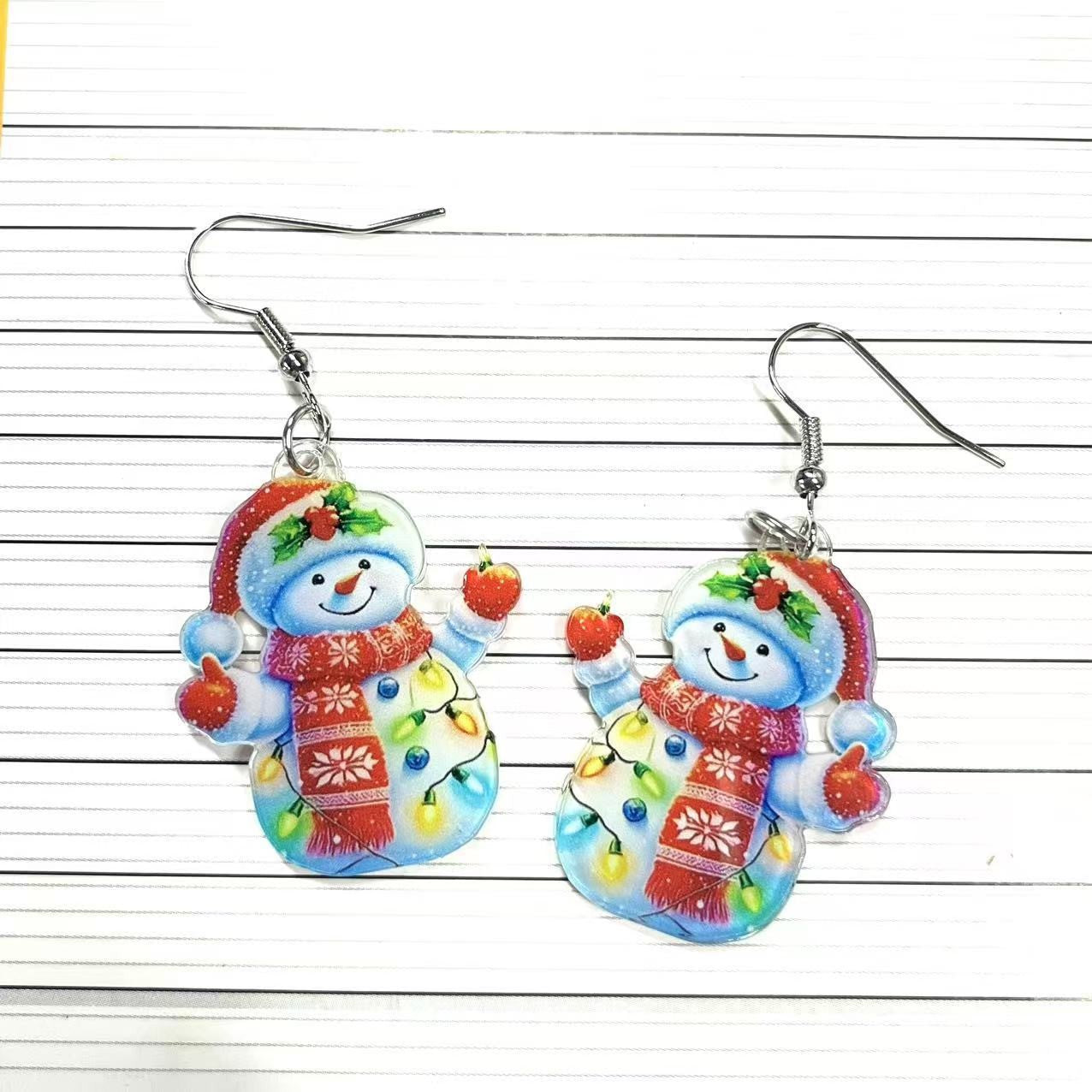 Wholesale Christmas Snowman Winter Sonata Acrylic Earrings