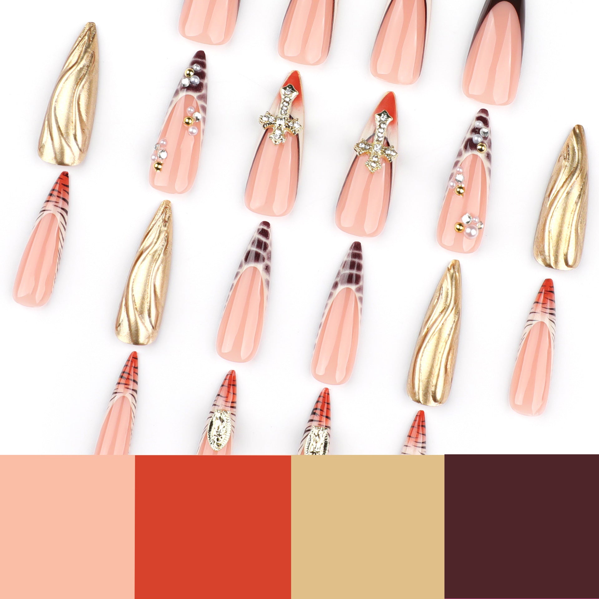 Wholesale 24 Pieces/box Leopard Cross 3D Nails Kits Nail Stickers