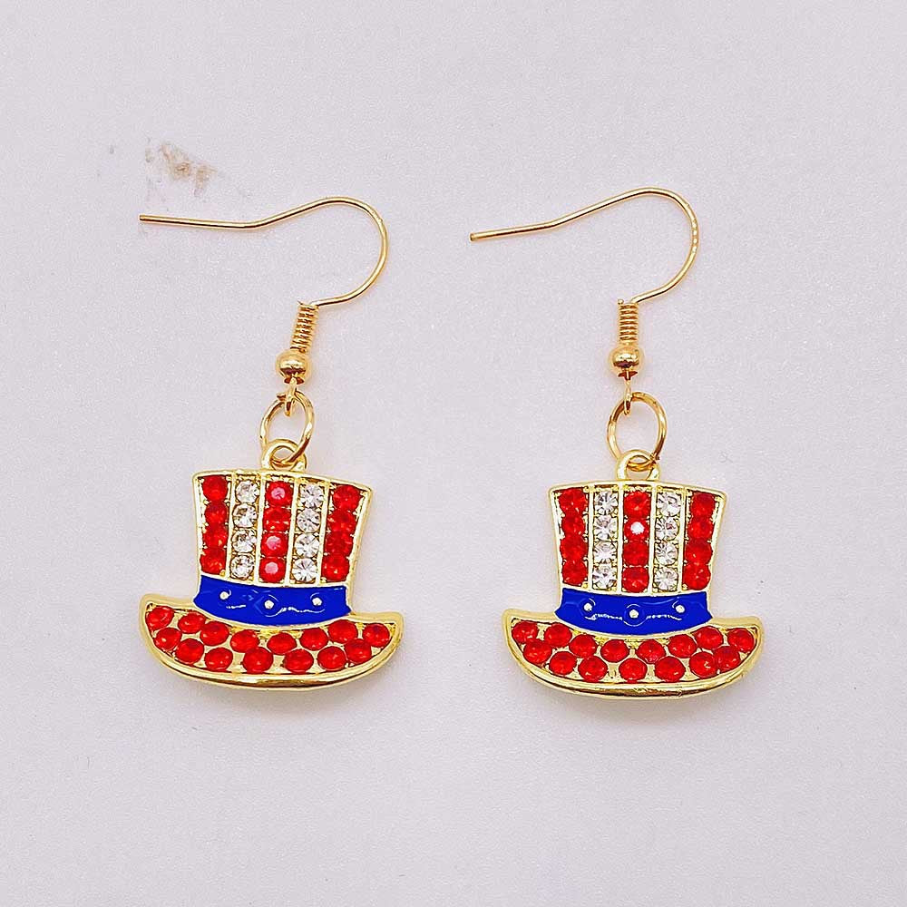 Wholesale American Independence Day Heart Pentagram Cross Earrings ACC-ES-CY011