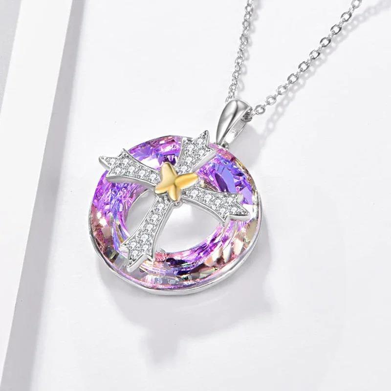 Wholesale Friendship Blessing Cross Bow Crystal Alloy Necklace ACC-NE-FuSu001