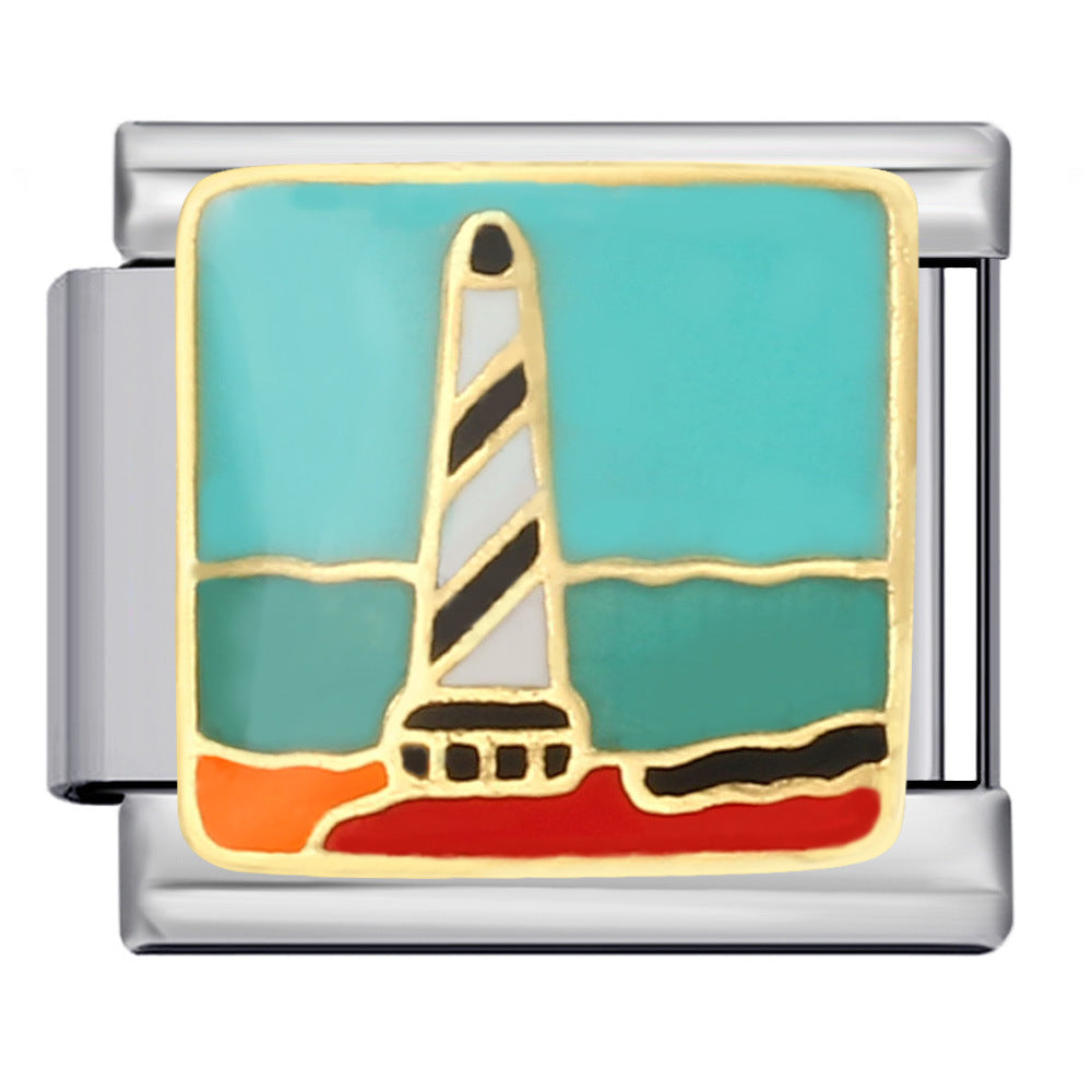 Wholesale  Italian Charm Bracelet 9mm DIY Splicing Removable Landscape Element Stainless Steel Composable Bracelet