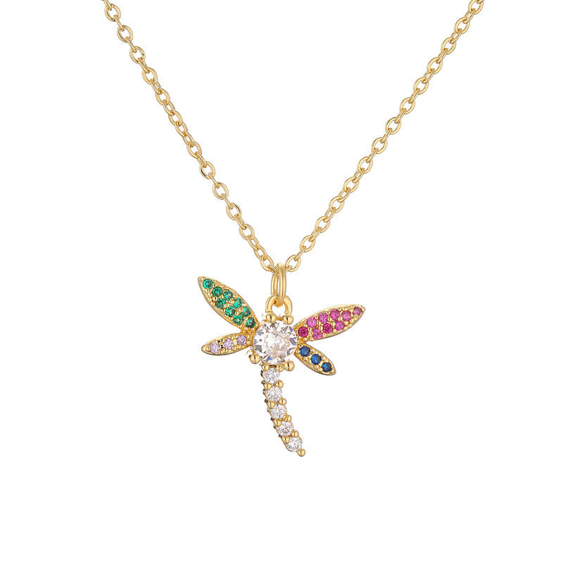 Wholesale Colorful Zircon Animal Necklace Dragonfly Pendant Necklace Butterfly Clavicle Chain ACC-NE-Changx003
