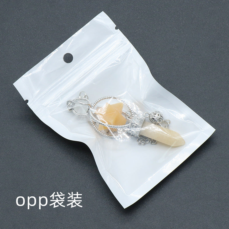 Wholesale Natural White Powder Amethyst Hexagonal Column Crystal Pendant ACC-PT-KeSuo0011