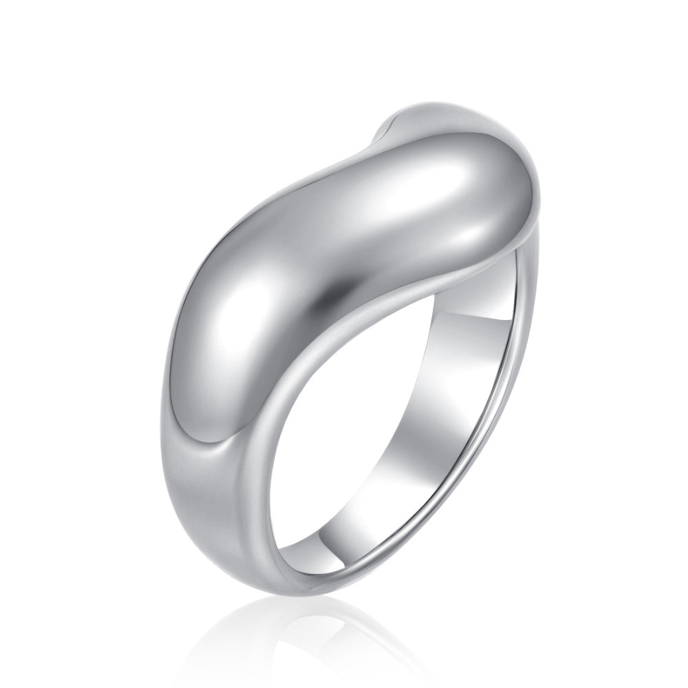 Wholesale Chic 18K Gold-Plated Stainless Steel Curved Pinky Ring - Fashion Accessory for Resale