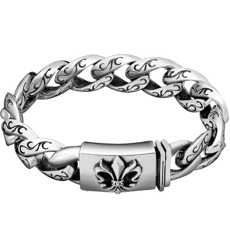Wholesale Silver Plated Men S Retro Thai Gold Flower Bracelet Hip Hop Fashion Jewelry Accessory Everyday Gift