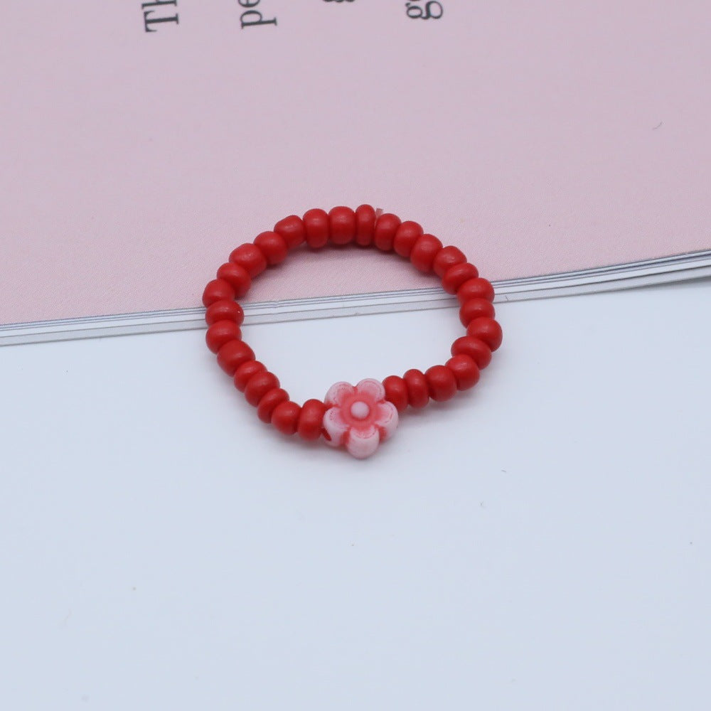Wholesale  flower hand-woven rice beads beaded ring