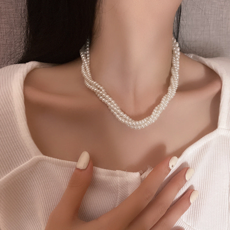 Wholesale Lace Collar Rhinestone Pearl Necklace