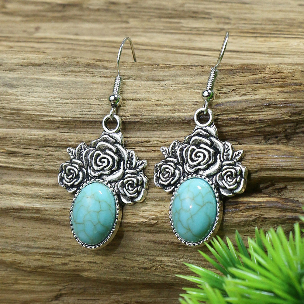 Wholesale Beach Resort Style Alloy Geometric Acrylic Turquoise Earrings for Women ACC-ES-MoMo002