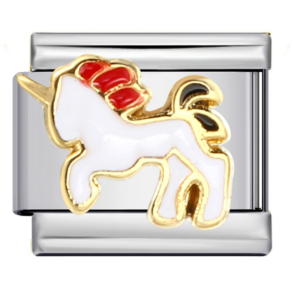 Wholesale Italian Charm Bracelet 9mm DIY Splicing Removable Oil Drop Animal Stainless Steel Composable Bracelet