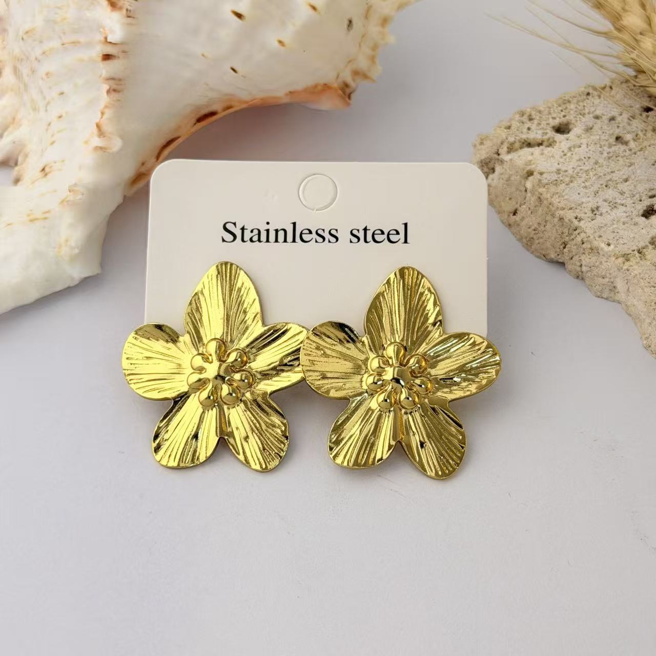 Wholesale Geometric Pleated Earrings 304 Stainless Steel Fashion Jewelry for Women