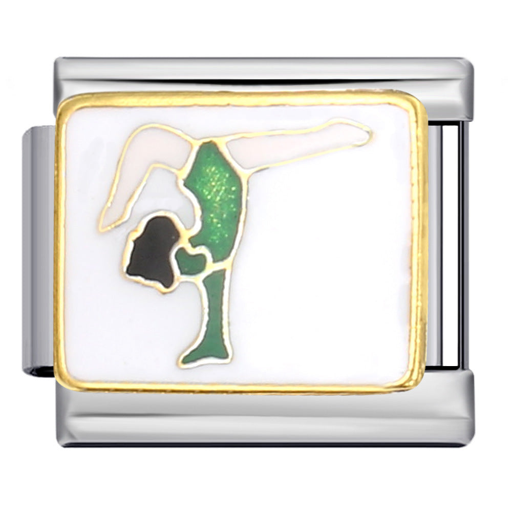 Wholesale Italian Charm Bracelet 9mm DIY Splicing Removable Sports Series Stainless Steel Composable Bracelet