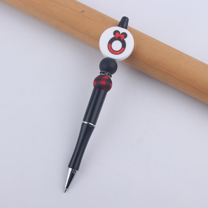Wholesale  handmade beaded pen DIY creative silicone teether English letter  ballpoint pen