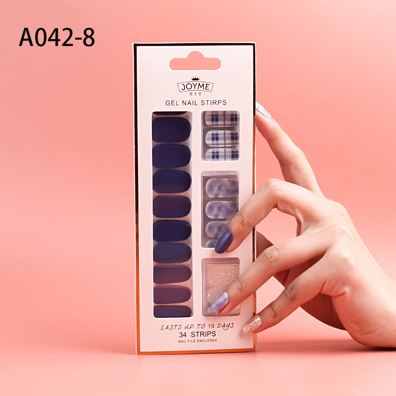 Wholesale Plastic Nail Stickers, Waterproof, Baking Free, Solid Color Nail Stickers, 34 Stickers Without Curling Edges ACC-NS-XKQ007