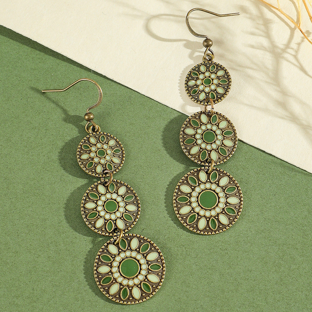 Wholesale Bohemian Green Forest Earrings Set,  Zinc Alloy Ethnic Style