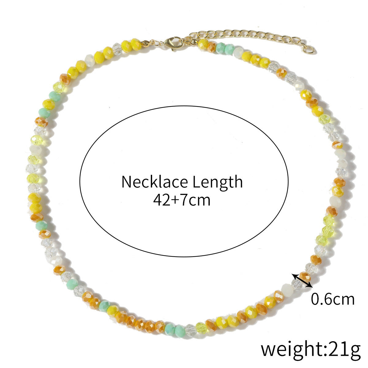 Wholesale  Non-Fading Simple Rice Bead Beaded Necklace Women' s Light Luxury Niche Design Color Crystal Necklace