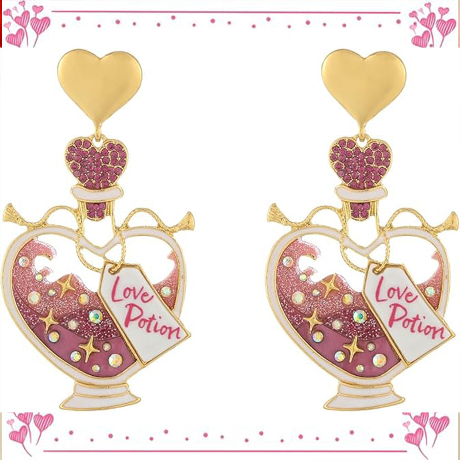 Wholesale Color Heart-shaped Love Potion Earrings Geometric Pastel Peach Heart Earrings