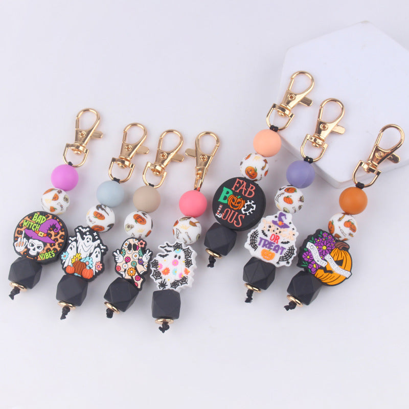 Wholesale Cartoon Halloween Silicone Beaded Keychain ACC-KC-GuangTian086
