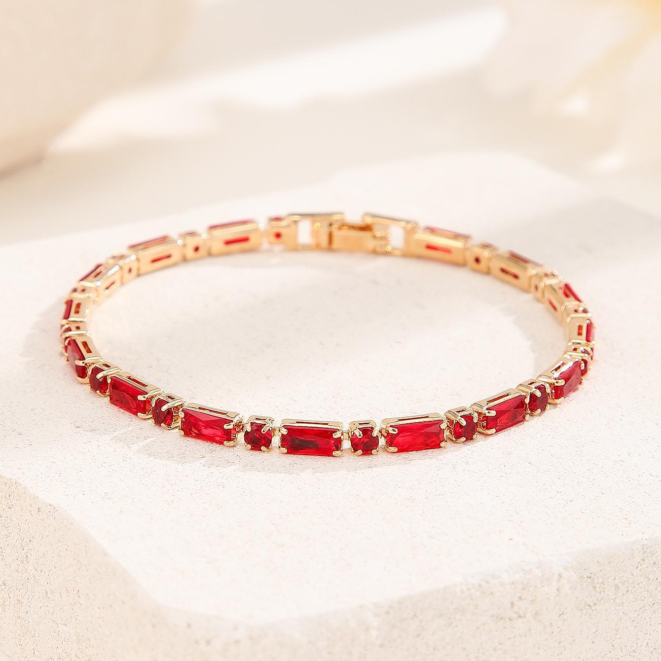 Wholesale Colorful Zircon Geometric Bracelet Fashion Jewelry Accessory Boutique Gift
