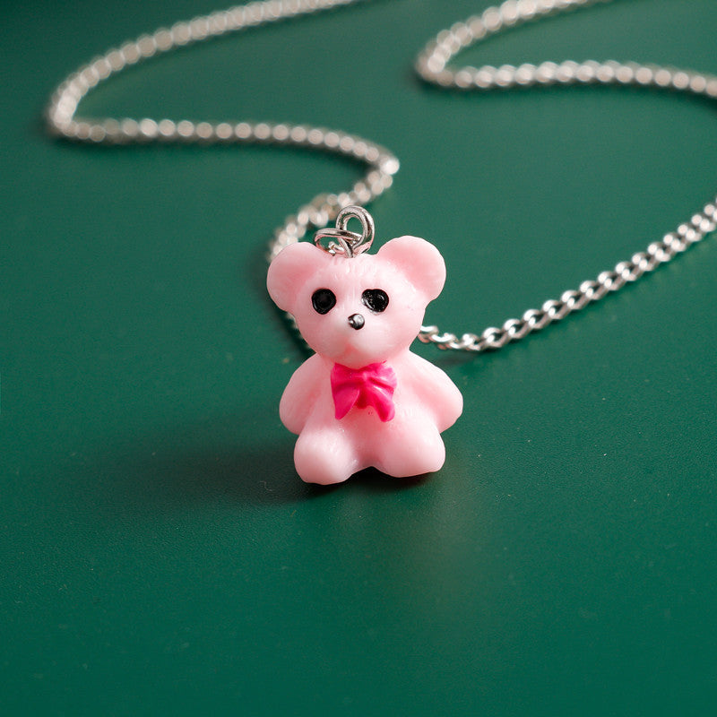 Wholesale Acrylic Solid Color Bear Pendant Necklace ACC-NE-YueSen012