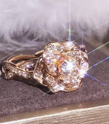 Wholesale Copper diamond-set rose zircon ring