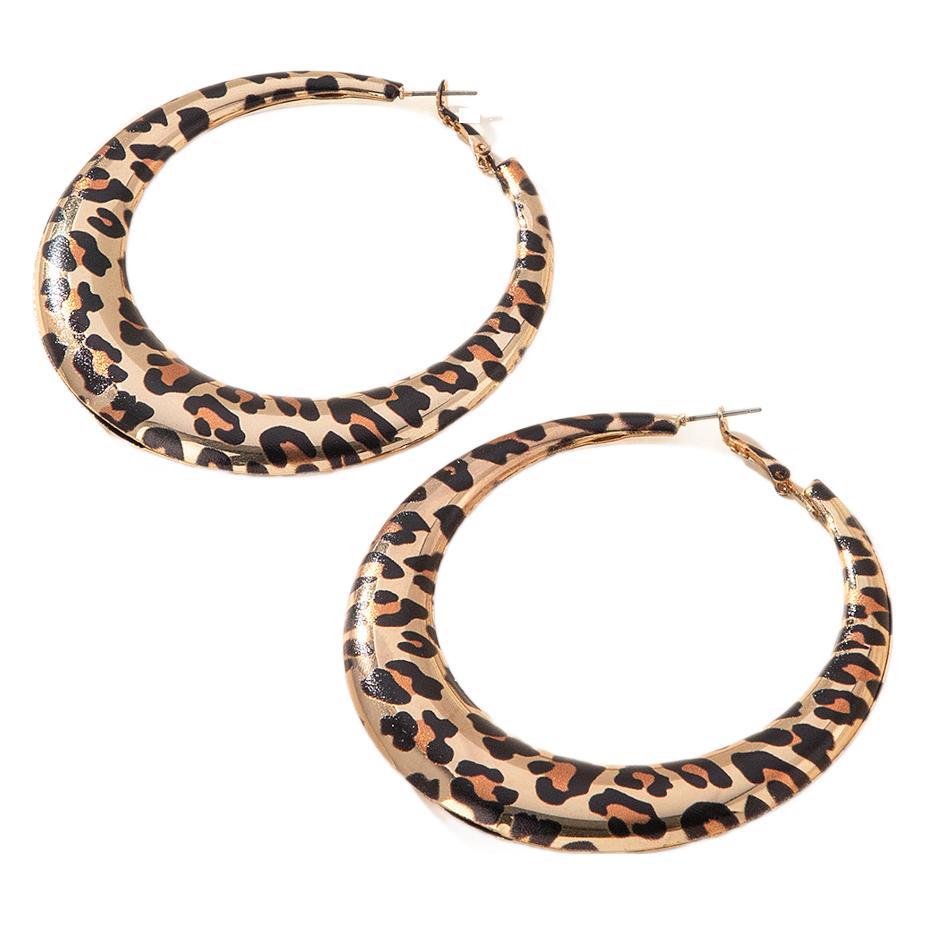 Wholesale leopard print exaggerated large earrings
