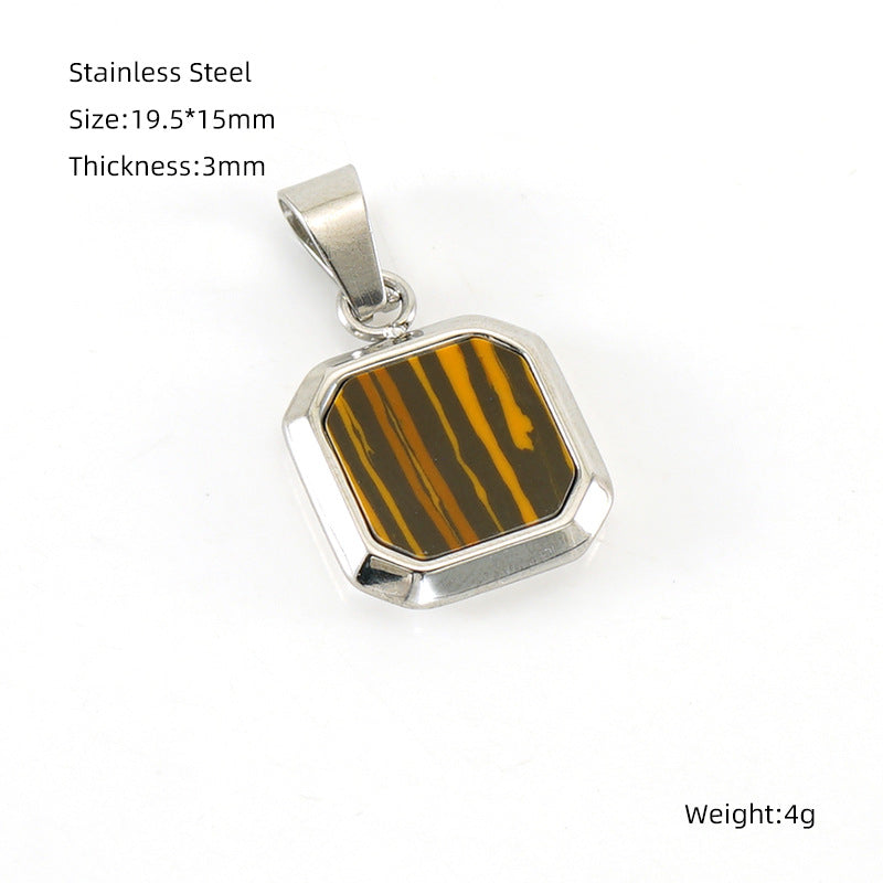 Wholesale Cross-border European and American stainless steel geometric square pendant niche design sense light luxury old money style titanium steel High sense jewelry