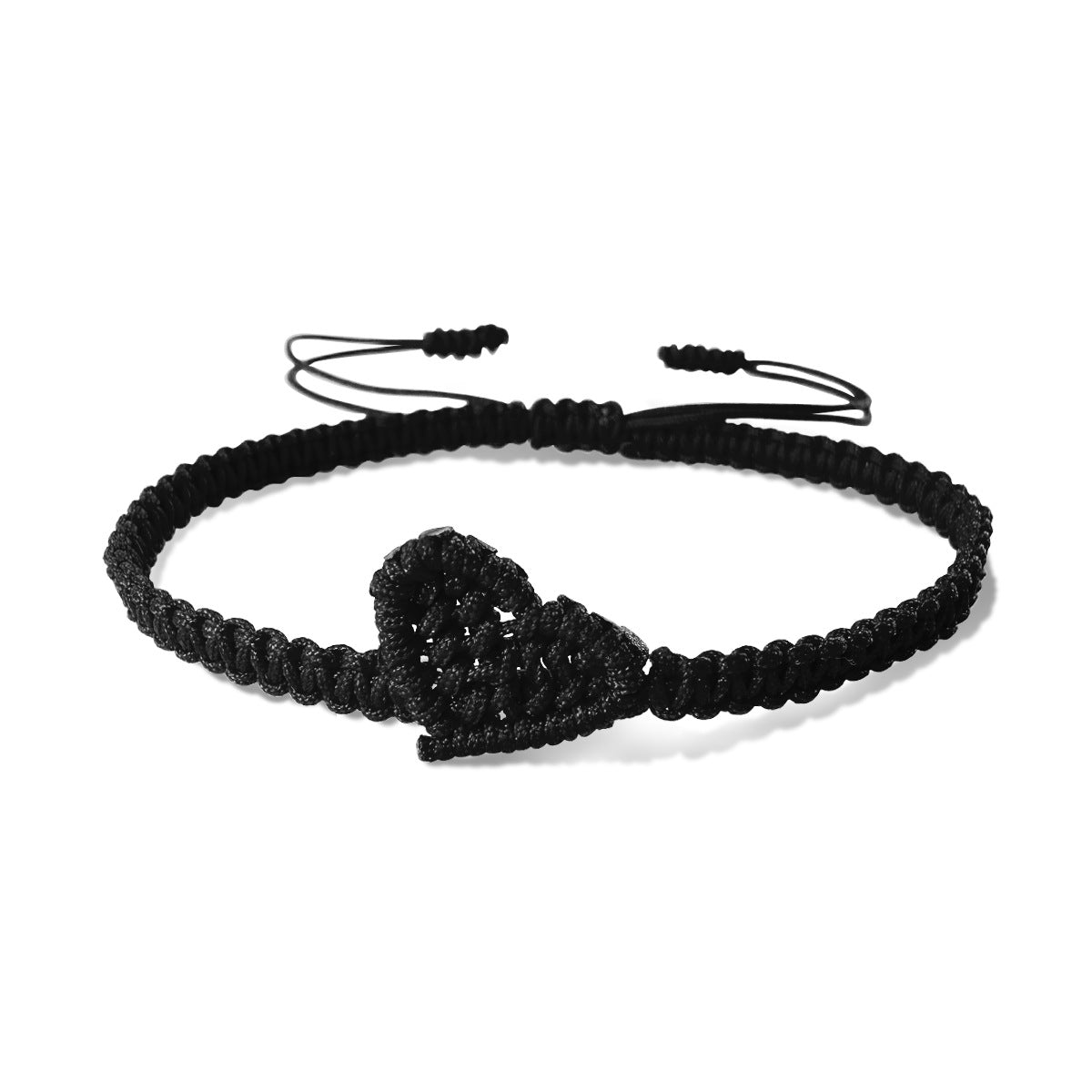 Wholesale Black Rope Handmade Woven Couple Bracelet Love Heart Design Jewelry Accessory For Valentine S Or Friendship Gift