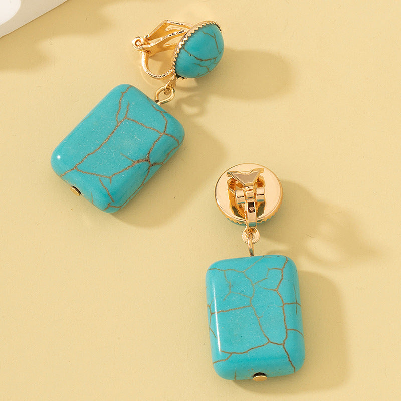 Wholesale Geometric Ethnic Style Turquoise Earrings Electroplated Party Wear Gift