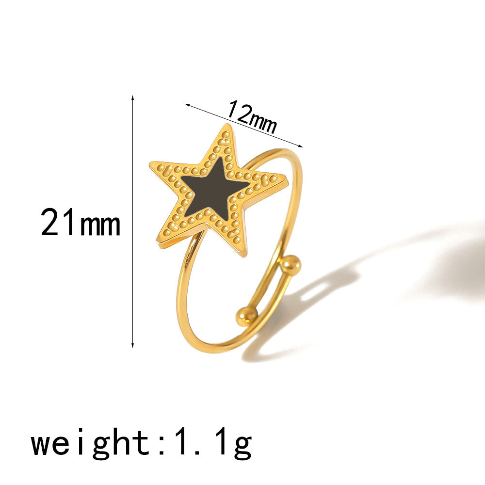 Wholesale Four Leaf Clover Love Heart 18K Gold Stainless Steel Open Adjustable Rings ACC-RS-LiQuan002