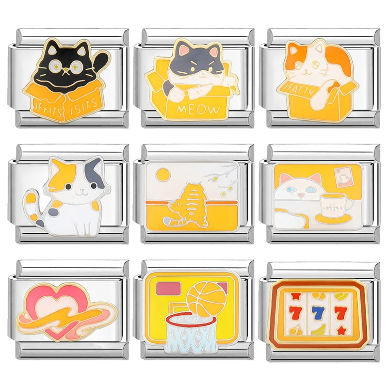 Wholesale 9mm Italian Charm Starter Bracelets DIY square Single Section Creative Stainless Steel Composable Bracelet