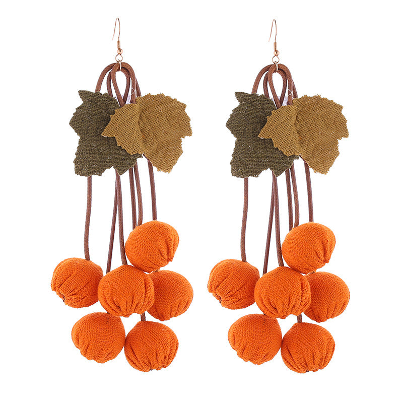 Wholesale Thanksgiving Day Long Pumpkin Tassel Earrings  ACC-ES-CT040