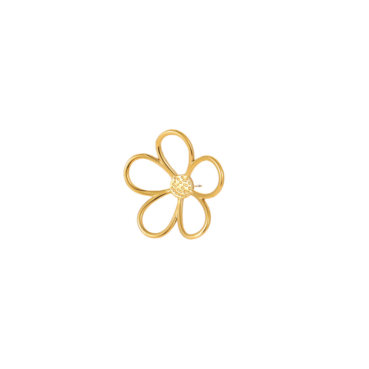 Wholesale  Gold and Silver Color Matching Hollow Flower Stainless Steel  Ring  Earrings