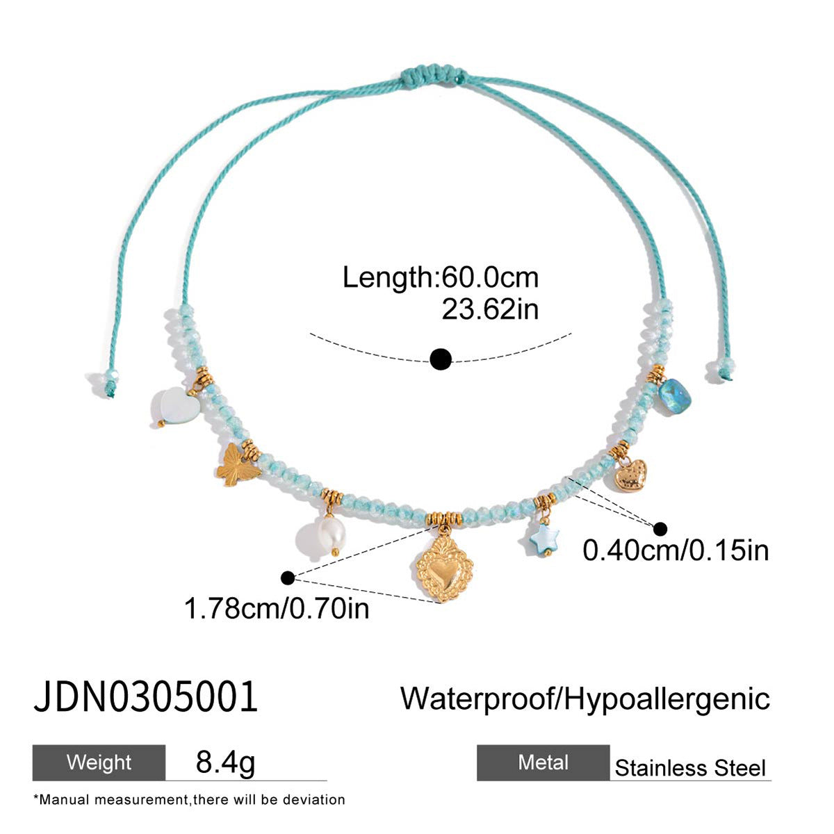 Wholesale  18K Gold Stainless Steel  Pearl Heart Five-Pointed Star Pendant Necklace