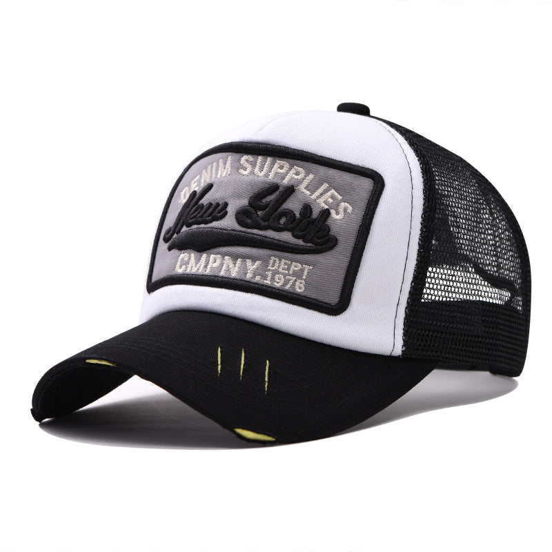 Wholesale Trendy 3D Embroidery New York Baseball Cap Cotton Mesh Patchwork For Men Summer
