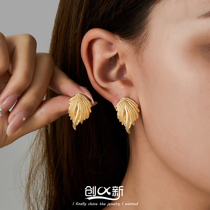 Wholesale Gold Plated Stainless Steel Wing Earrings Fashion Design for Everyday Wear or Gift
