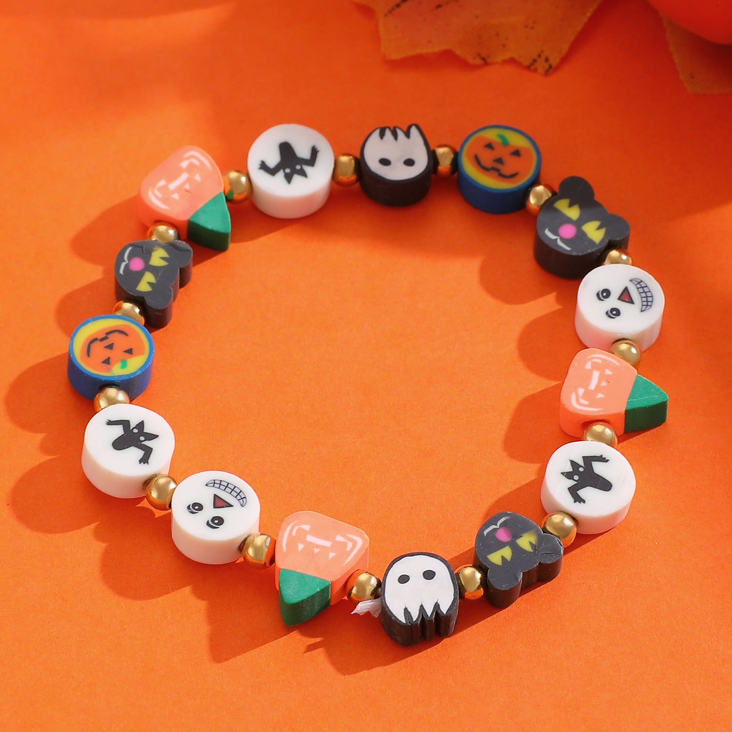 Wholesale Funny  Pumpkin Skull Soft Clay Bracelet - Women' s Trendy Jewelry Accessory for Resale