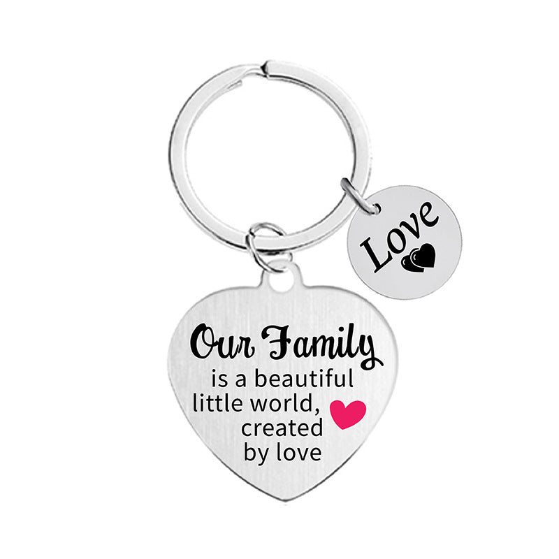 Wholesale Color Printing Family Affection Inspirational Dad Mom Sister Brother Metal Keychain Holiday Gift ACC-KC-Ganggu019