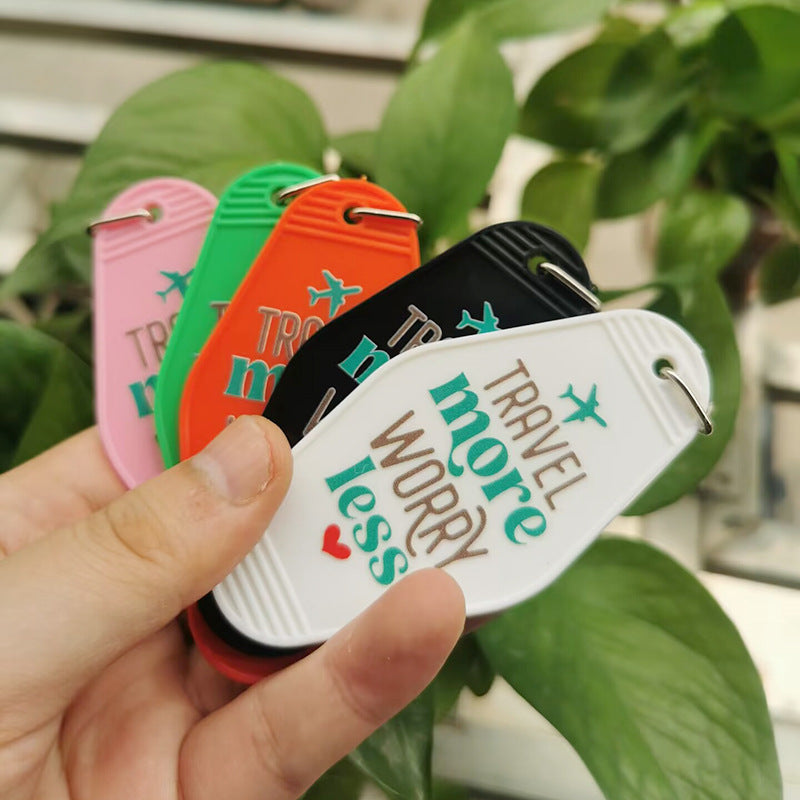 Wholesale Vintage Plastic Travel More Worry Less Keychain ACC-KC-MeiXin019