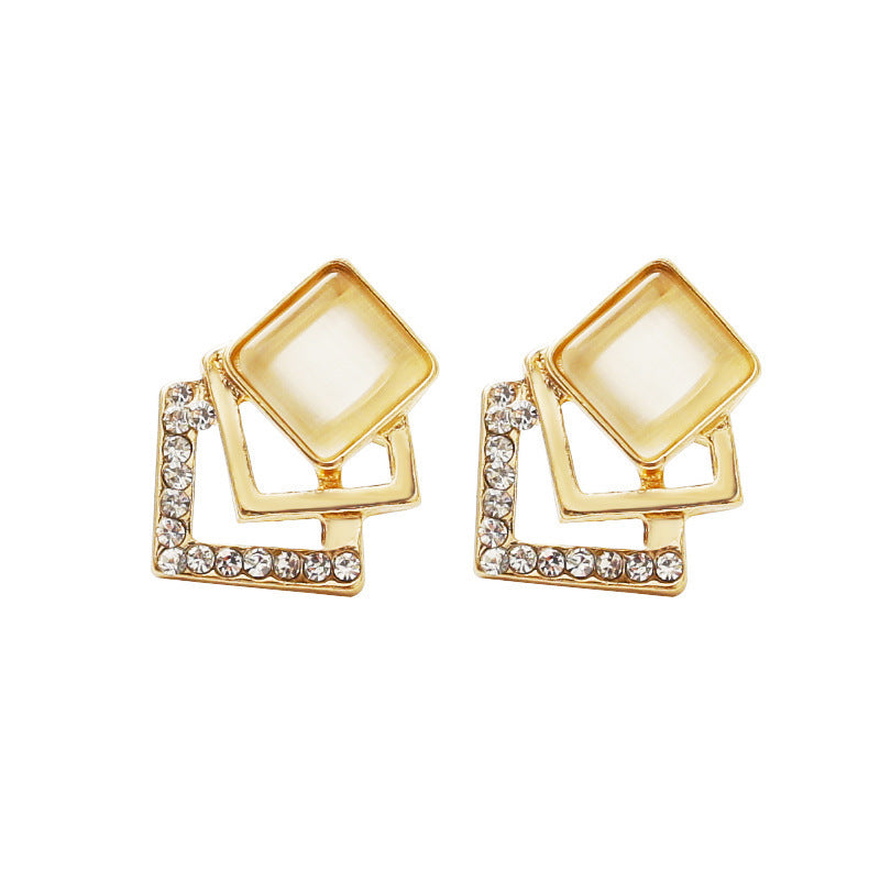 Wholesale  diamond-embedded geometric earrings