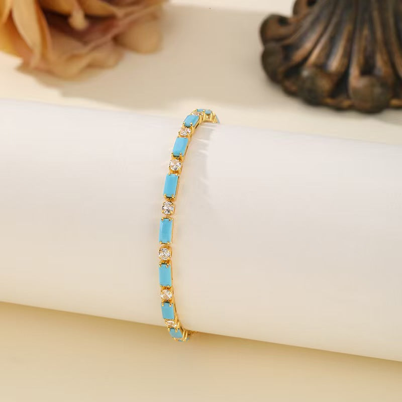 Wholesale Women S Chic Pink Zircon Geometric Bracelet Copper Fashion Jewelry Accessory For Everyday Wear And Gifting