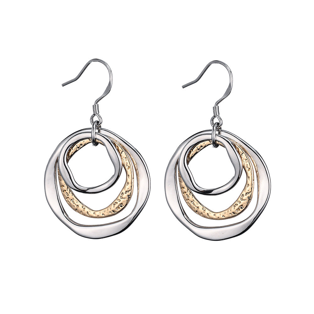 Wholesale  Zinc Alloy 3-Ring Circle Mixed Colorful Earrings