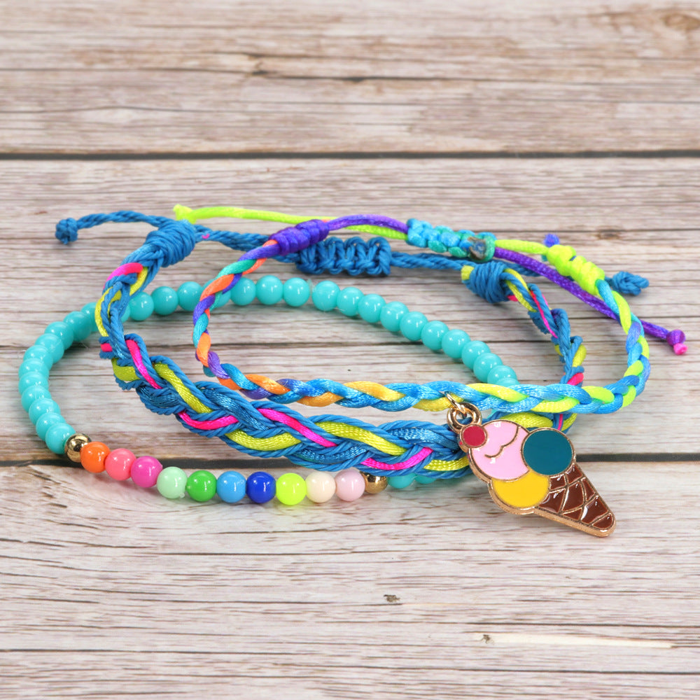 Wholesale Woven Bracelet Spot Color Beads Wax Line Woven Friendship Hand Rope Set
